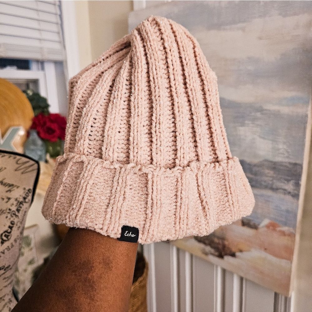 New Echo Powder Pink Sparkle knitted BeanieHat